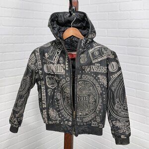 East Side Jacket Kids XLarge 16 USA Seal Money Leather Zip Hoodie Novelty‎